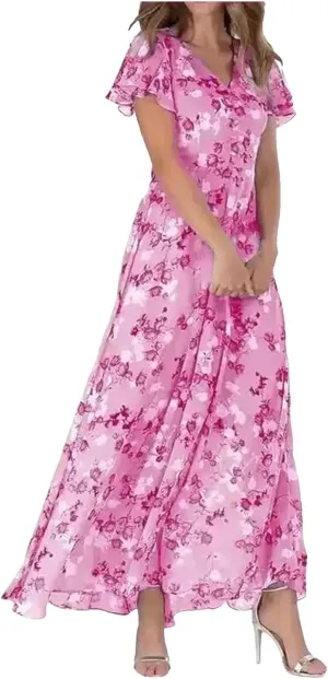 Women Casual Summer Dresses Chiffon Floral Short Sleeve Sun Dresses for Women 2025 Flowy Swing Party Beach Skirts