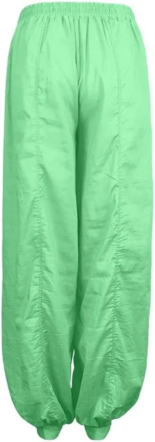 Women Linen Pants Wide Leg Baggy Dressy Beach Wide Leg Pants with Pockets Solid Work Palazzo Pants for Women Dressy