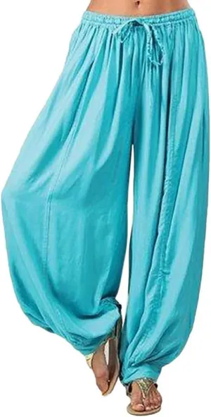 Women Linen Pants Wide Leg Baggy Dressy Beach Wide Leg Pants with Pockets Solid Work Palazzo Pants for Women Dressy