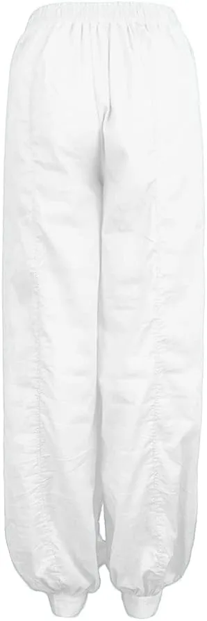 Women Linen Pants Wide Leg Baggy Dressy Beach Wide Leg Pants with Pockets Solid Work Palazzo Pants for Women Dressy
