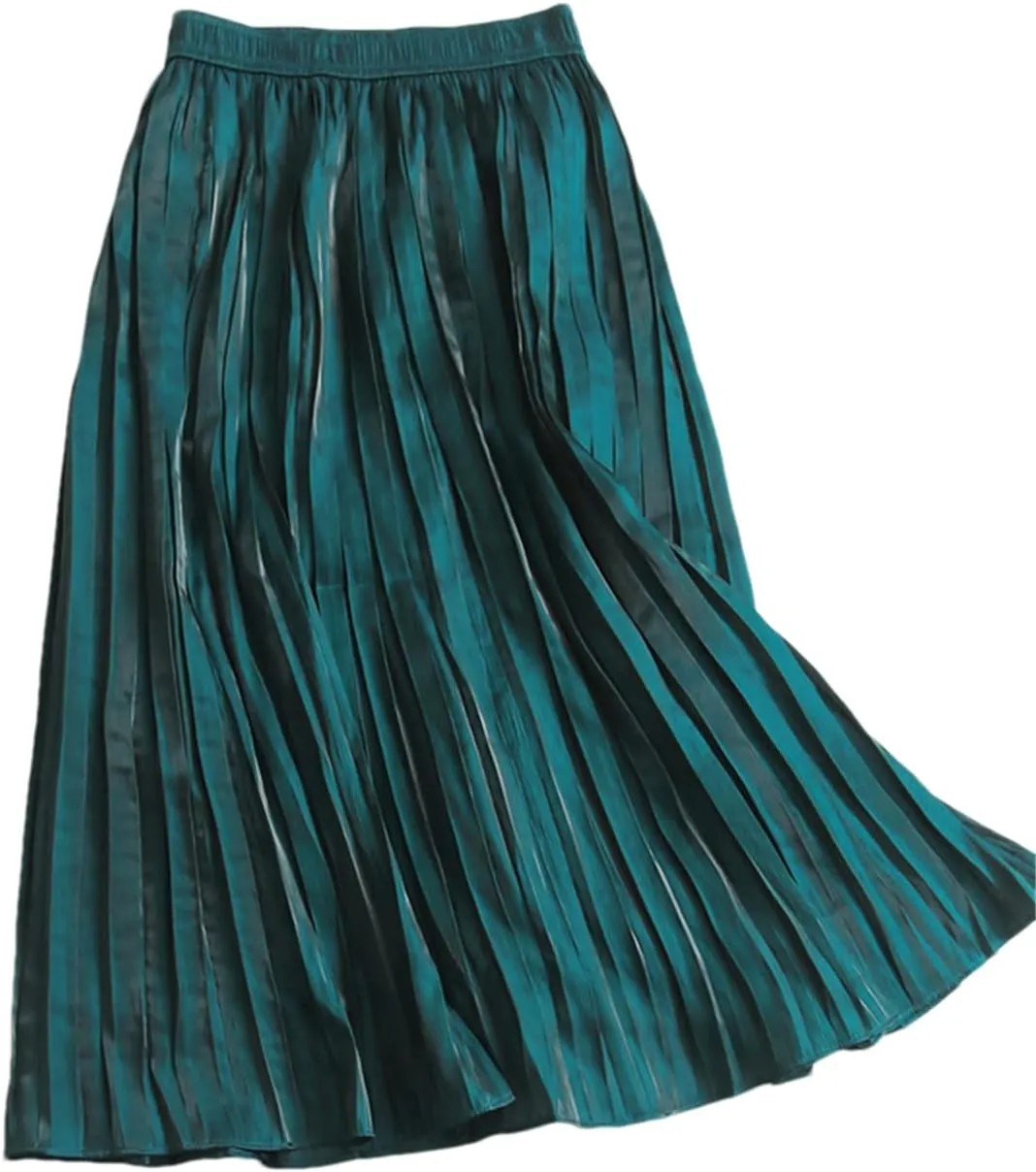 Women Pleated Skirt Summer Casual Solid A Line High Waist Mid-Length Skirt Midi Long Skirt