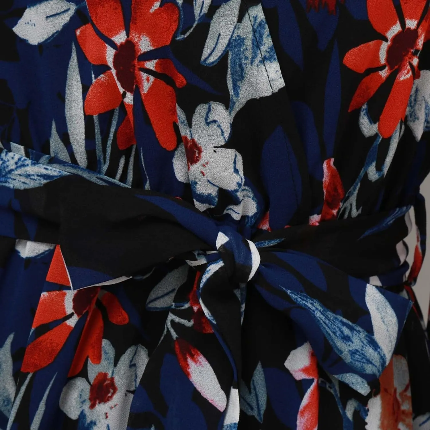 Womens Boho Floral Midi Summer Sundresses Casual Dress Aline V Neck Flowy Tie Waist Dresses for Women 2025 with Sleeves