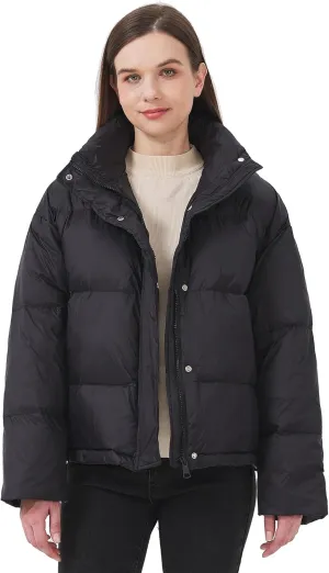 Women's Down Jacket Lightweight Water-Resistant Down Coat with Stand Collar for Winter
