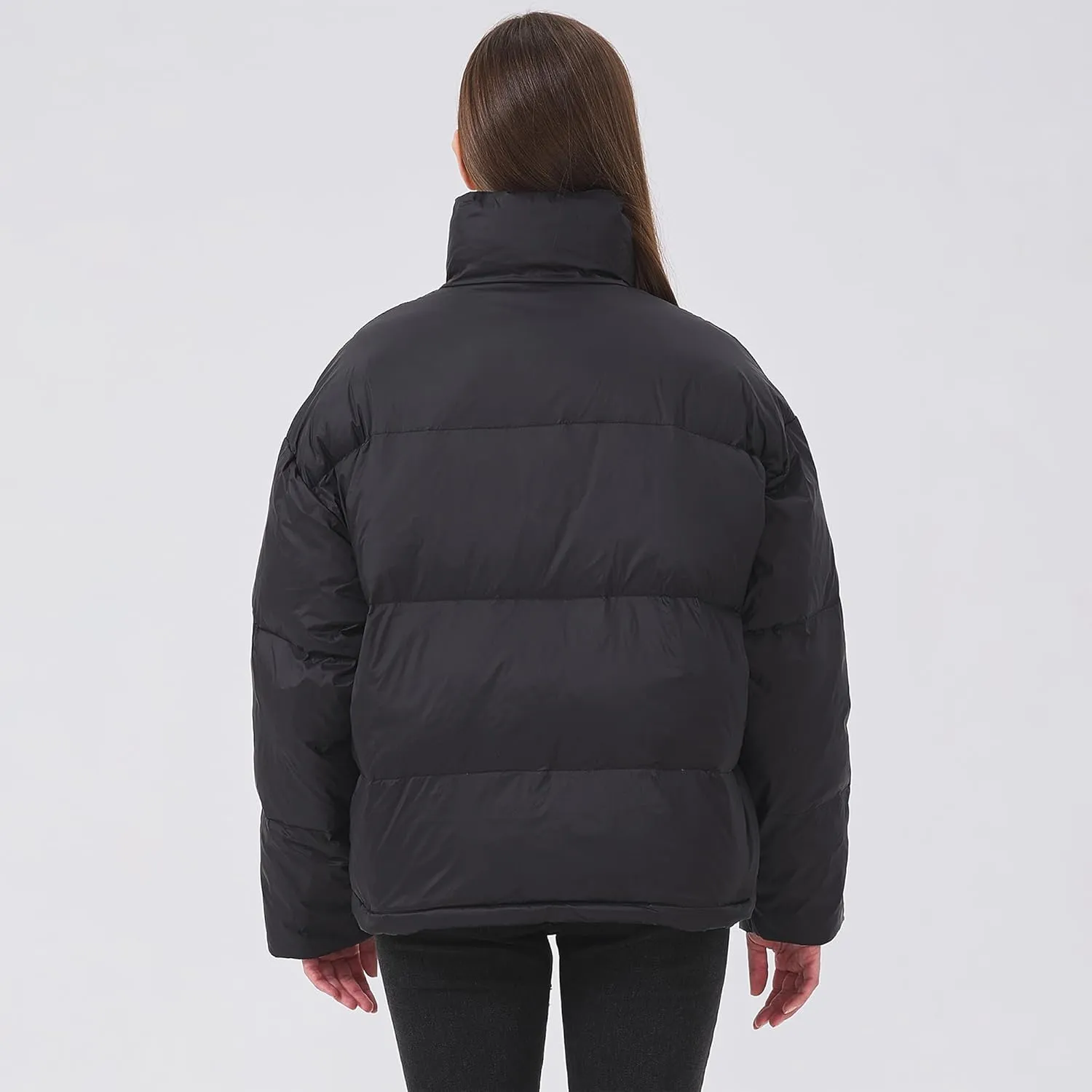 Women's Down Jacket Lightweight Water-Resistant Down Coat with Stand Collar for Winter
