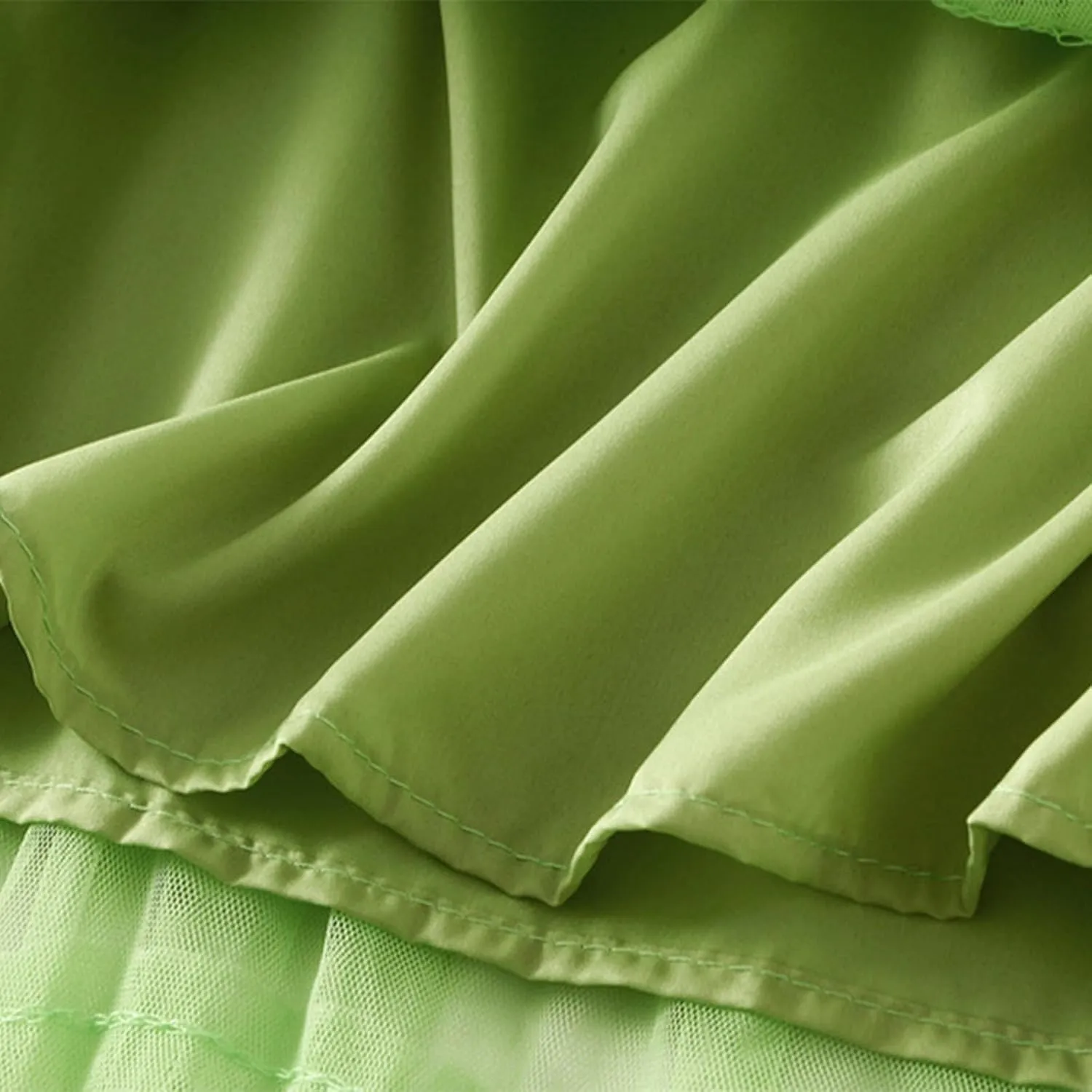 Women's Fairy Tulle Midi Skirt Sweet Elastic High Waist A-Line Ruffle Tiered Layered Mesh Puffy Long Maxi Skirt
