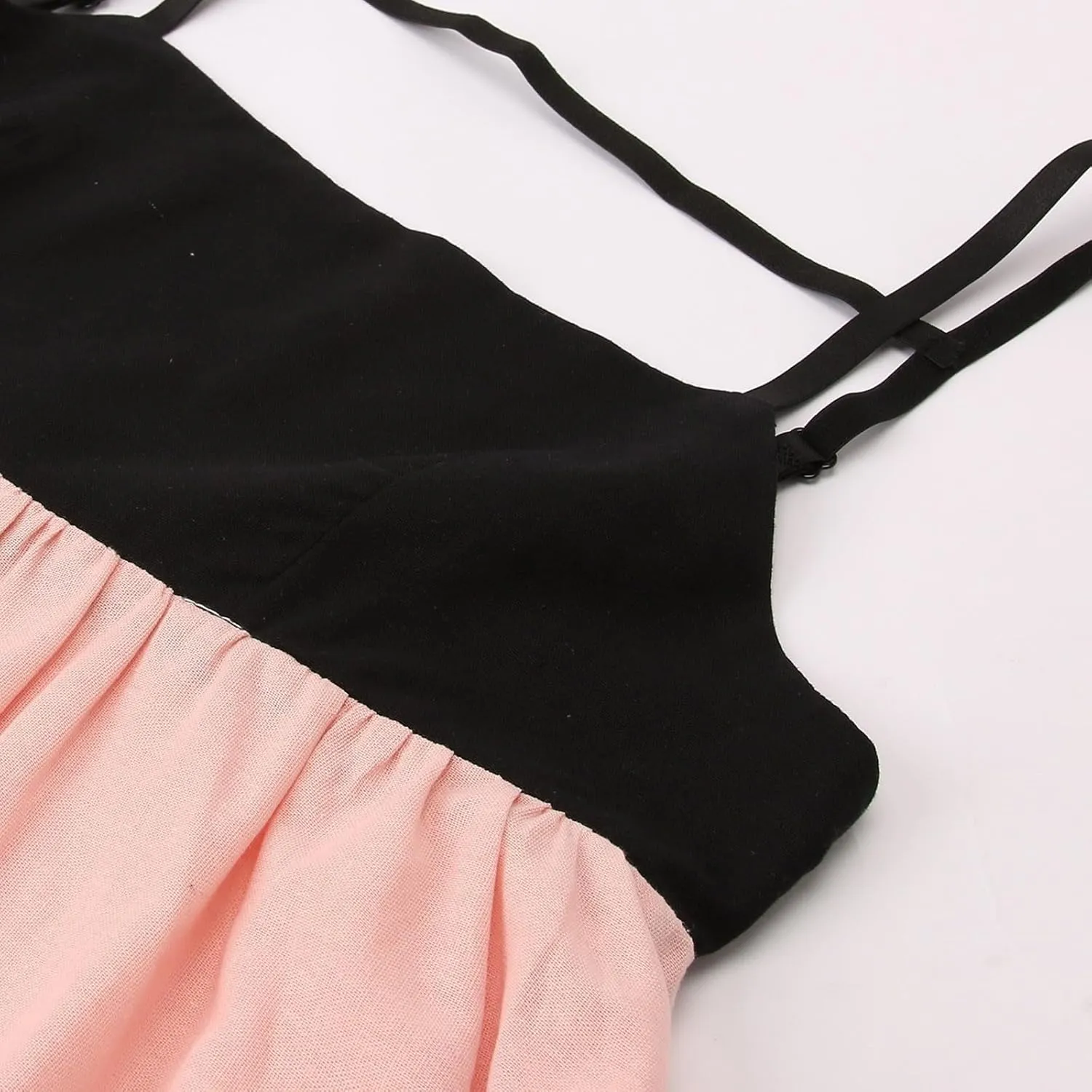 Womens Linen Maxi Dress Contrast Trim Spaghetti Straps Summer Outfits Sleeveless Long Dresses Women's Maxi Dress