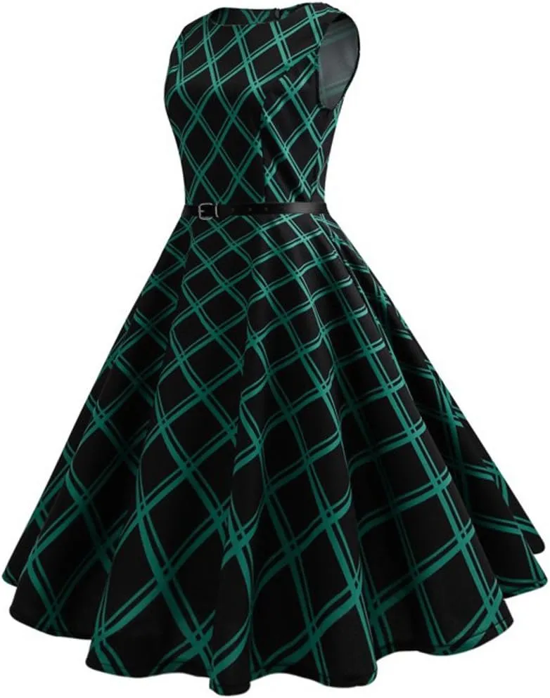 Womens Plus Size Midi Dresses Casual Vintage Knee Length Empire Waist Dress Sleeveless Halloween Party Gown Dresses