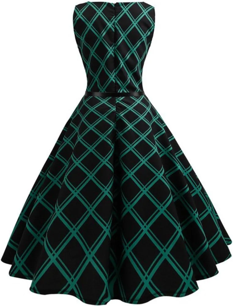 Womens Plus Size Midi Dresses Casual Vintage Knee Length Empire Waist Dress Sleeveless Halloween Party Gown Dresses