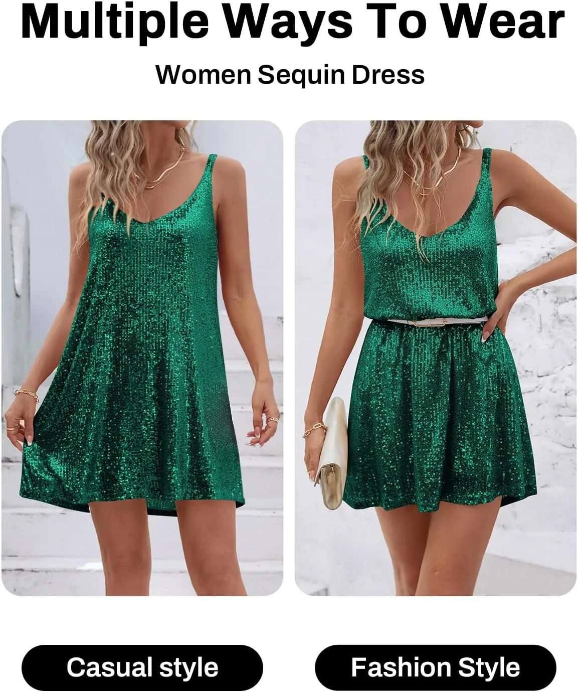 Women's Sequin Dress for Women Sparkly Glitter V Neck Shift Cocktail Disco Outfit Party Club Night Out Mini Dresses