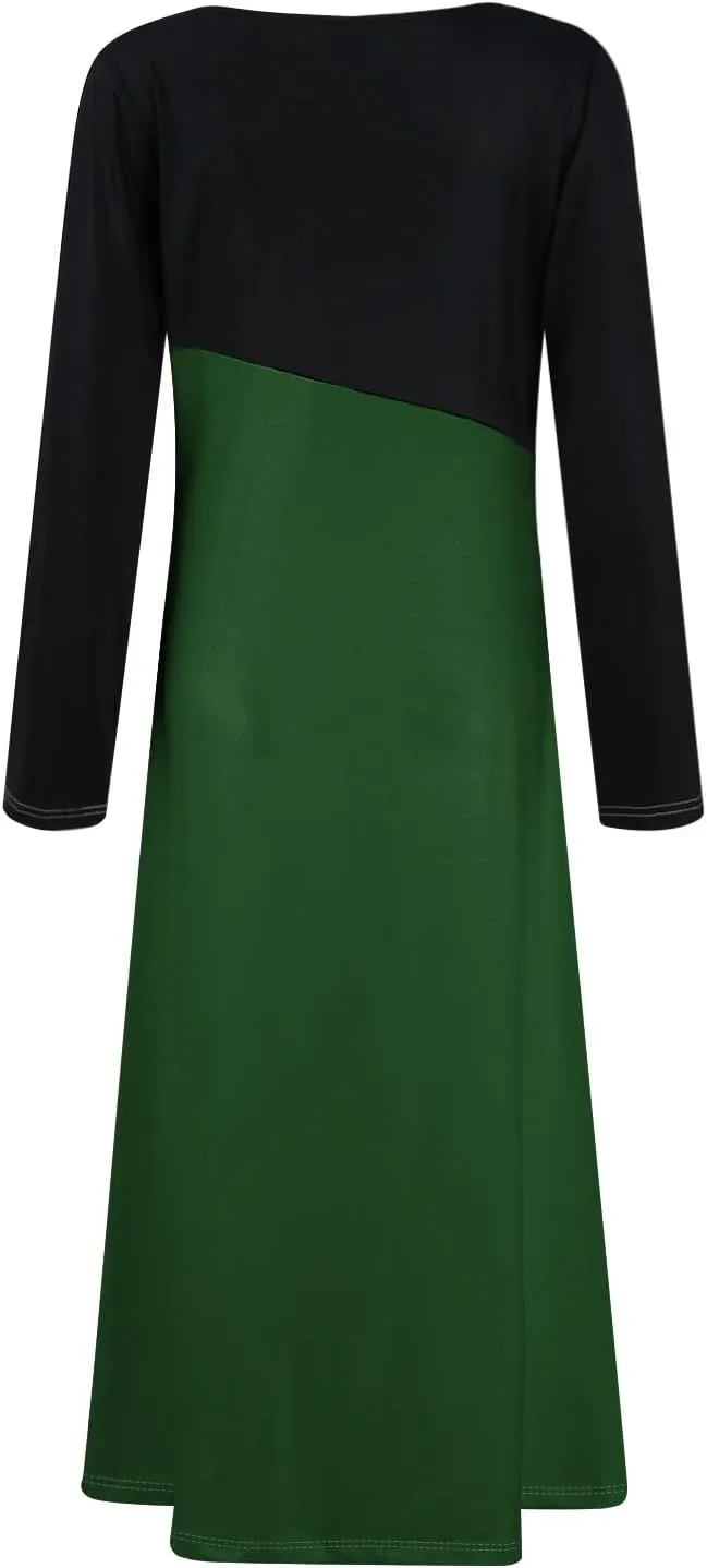 Womens Spring Dresses 2025 V Neck Midi Long Sleeve Modest Boho Flowy Vacation Cruise Western Dress