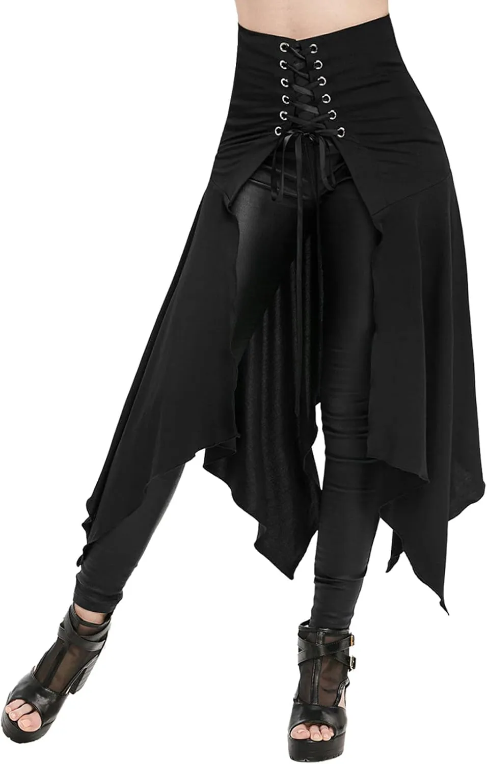 Women's Steampunk Gothic Vintage Victorian Gypsy Hippie Party Skirt Open Front Overskirt Halloween Costume Cosplay