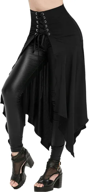 Women's Steampunk Gothic Vintage Victorian Gypsy Hippie Party Skirt Open Front Overskirt Halloween Costume Cosplay
