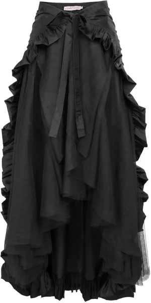 Women's Steampunk Gothic Wrap Skirt Long Victorian Ruffles Pirate Skirt Maxi Viking Skirt for Halloween