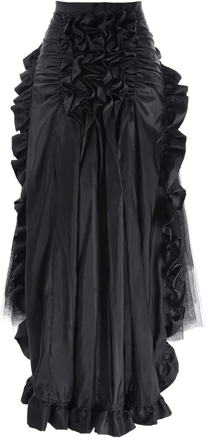 Women's Steampunk Gothic Wrap Skirt Long Victorian Ruffles Pirate Skirt Maxi Viking Skirt for Halloween