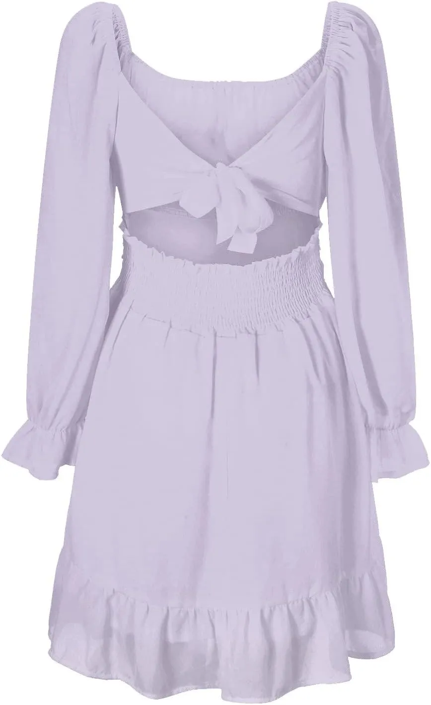 Women's Summer Dress Midi Floral Flutter Short Sleeve Casual Dresses Tiered Flowy Boho Beach Dress Tunic Holiday Dresses