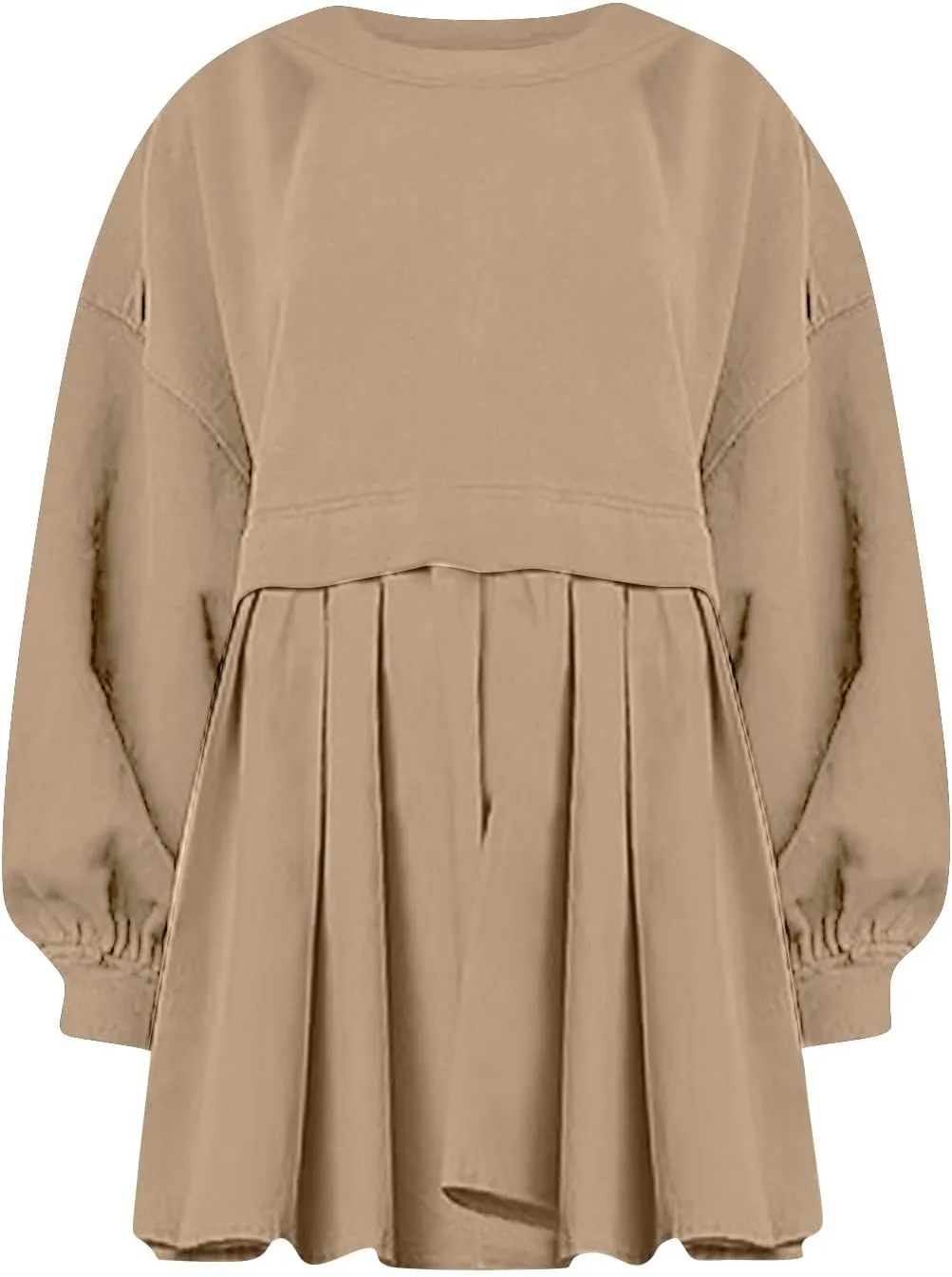 Womens Summer Dresses Oversized Sweatshirt Dress Neck Long Sleeve Patchwork Pullover Tops Sweatshirt Dress
