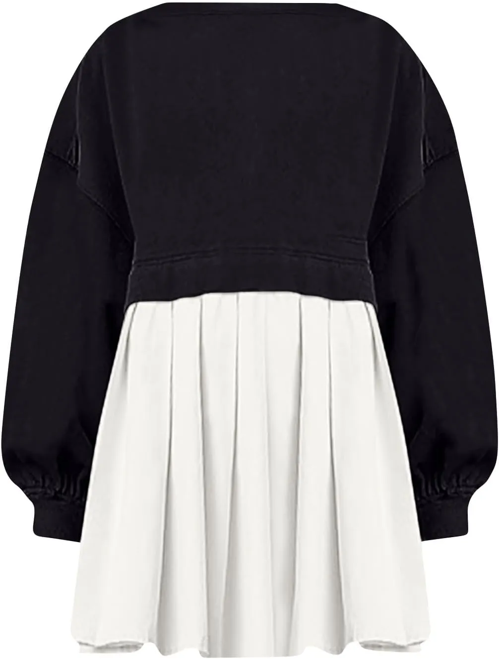 Womens Summer Dresses Oversized Sweatshirt Dress Neck Long Sleeve Patchwork Pullover Tops Sweatshirt Dress