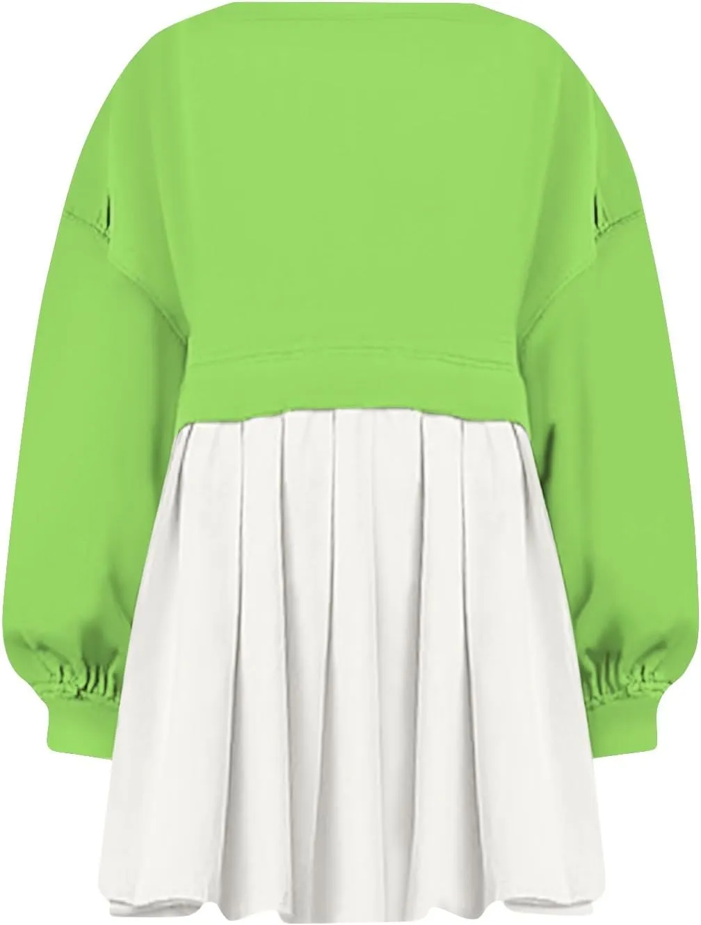 Womens Summer Dresses Oversized Sweatshirt Dress Neck Long Sleeve Patchwork Pullover Tops Sweatshirt Dress