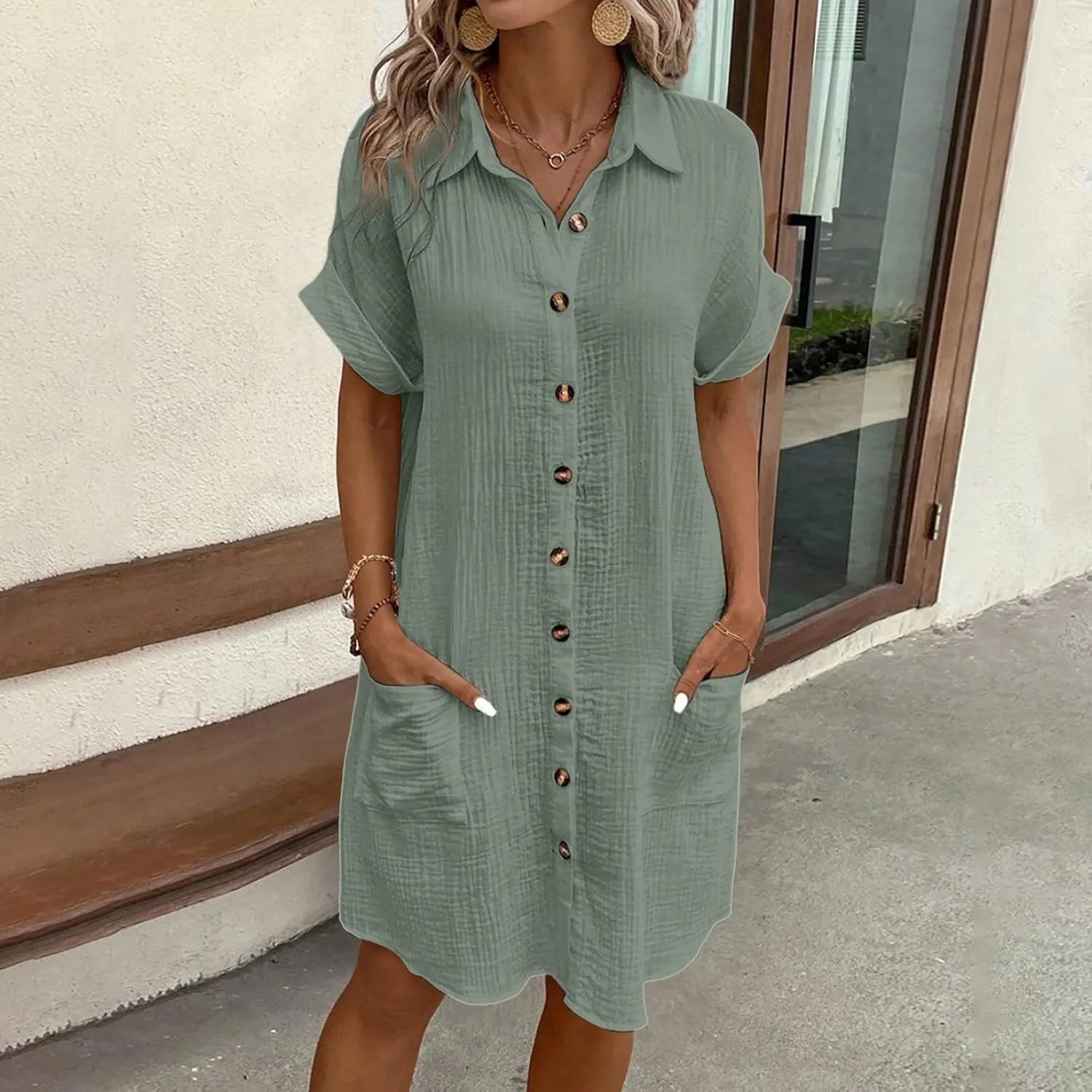 Women's Summer Sleeveless Midi Sundress Swing Casual Flowy Tiered Shirts Dress Beach Travel Vacation Outfits with Pockets