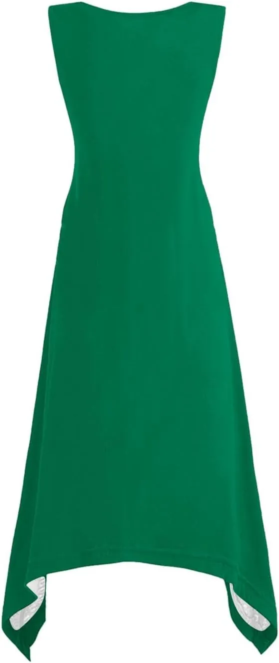 Women's Sundress Summer Casual Sleeveless Loose Flowy A-Line Dress Fashion Irregular Hem Beach Dress