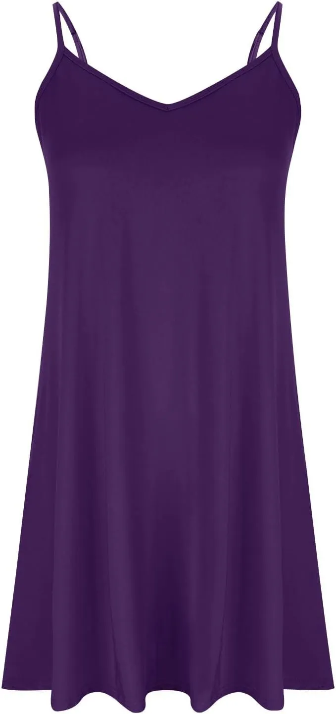 Womens V Neck Dresses Sexy Spaghetti Straps Summer Dresses Elegant Sleeveless Cami Dress Solid Color Petite Sundress