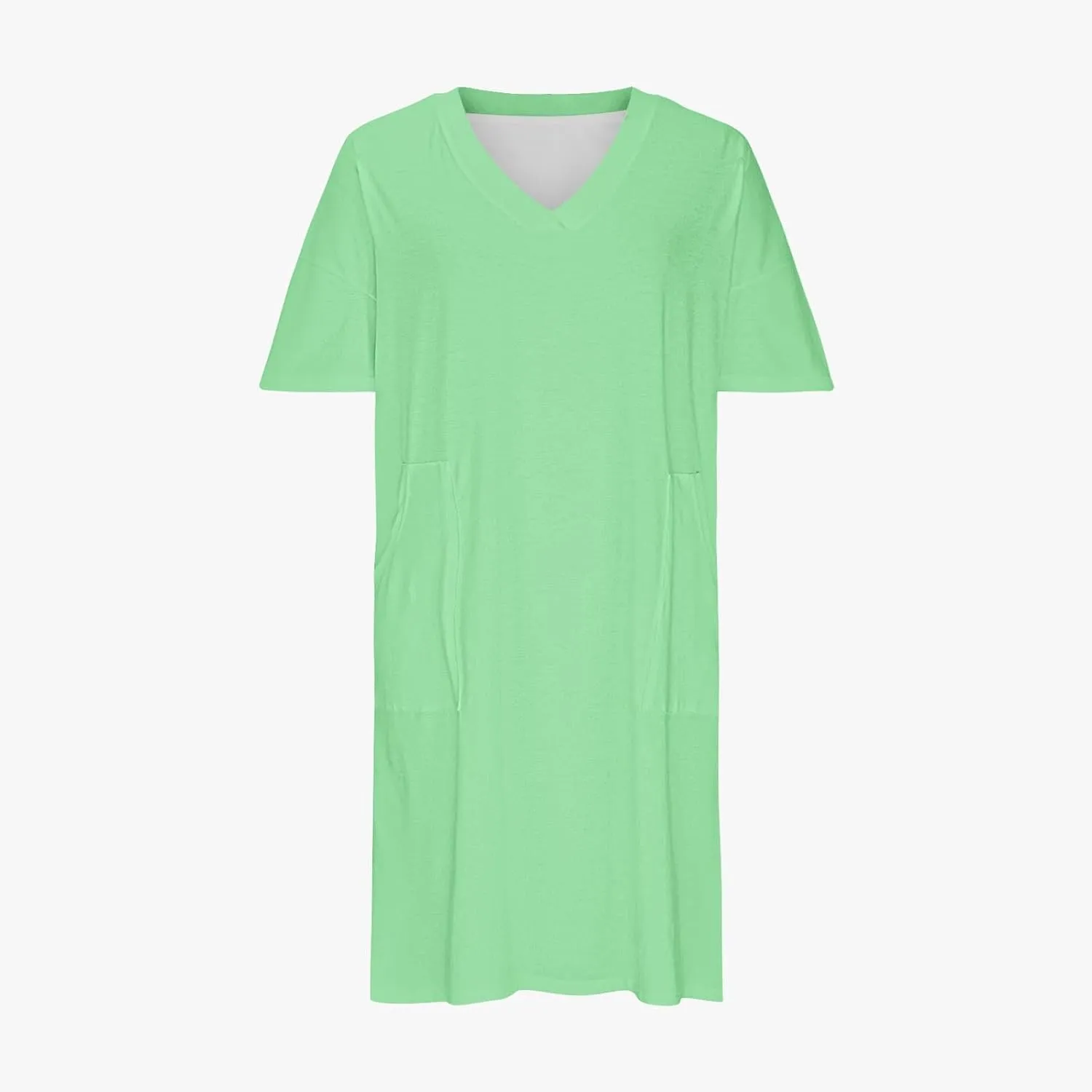 XUNRYAN Summer Womens Tshirt Dresses Plus Size Ladies Midi Dress Short Sleeve Knee Length V-Neck Casual Beach Sundress