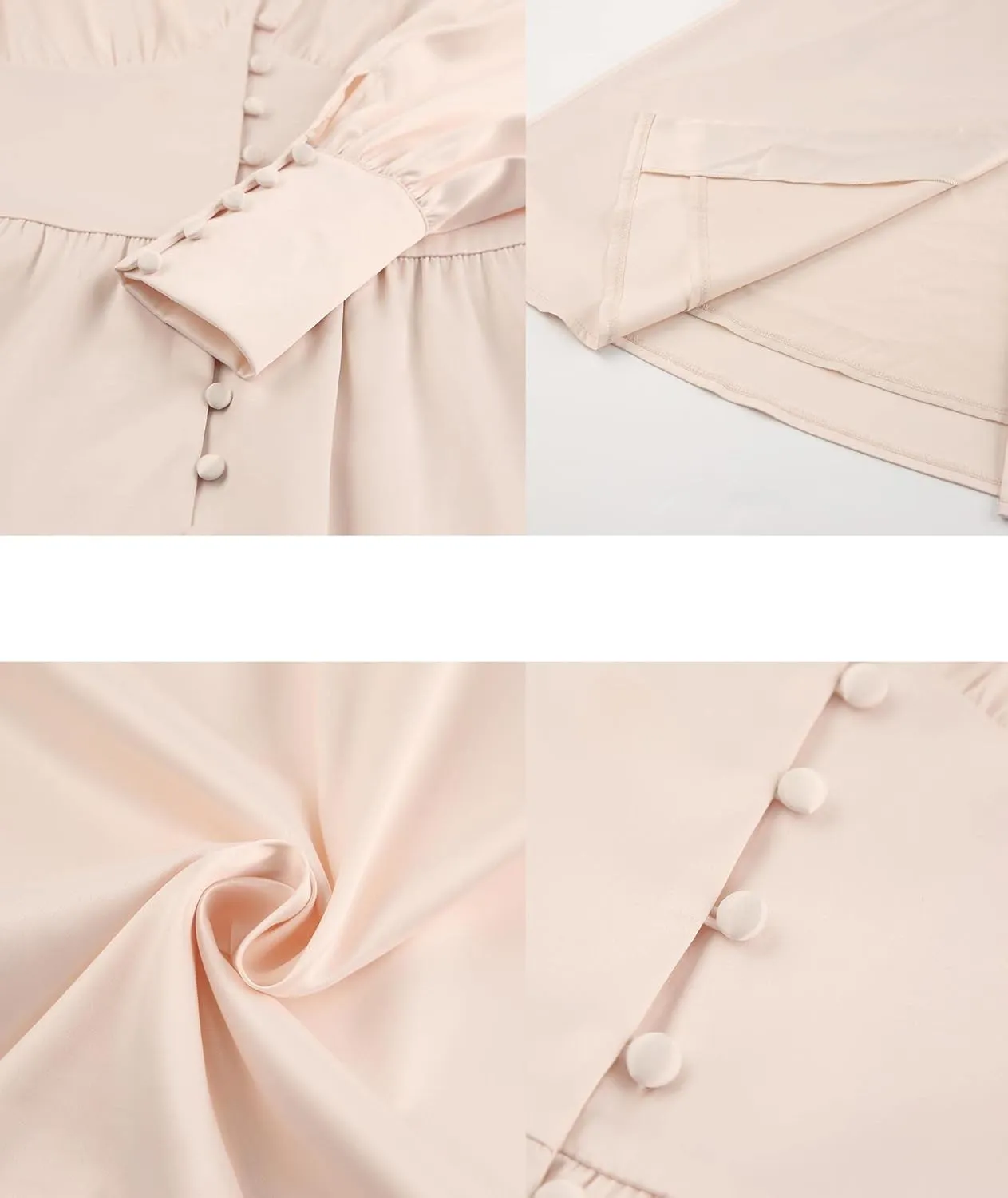 xxxiticat Women's Puff Sleeve Satin Maxi Dress Long Lantern Sleeve Button Down Ruffle Single Breasted Vintage Midi Dresses
