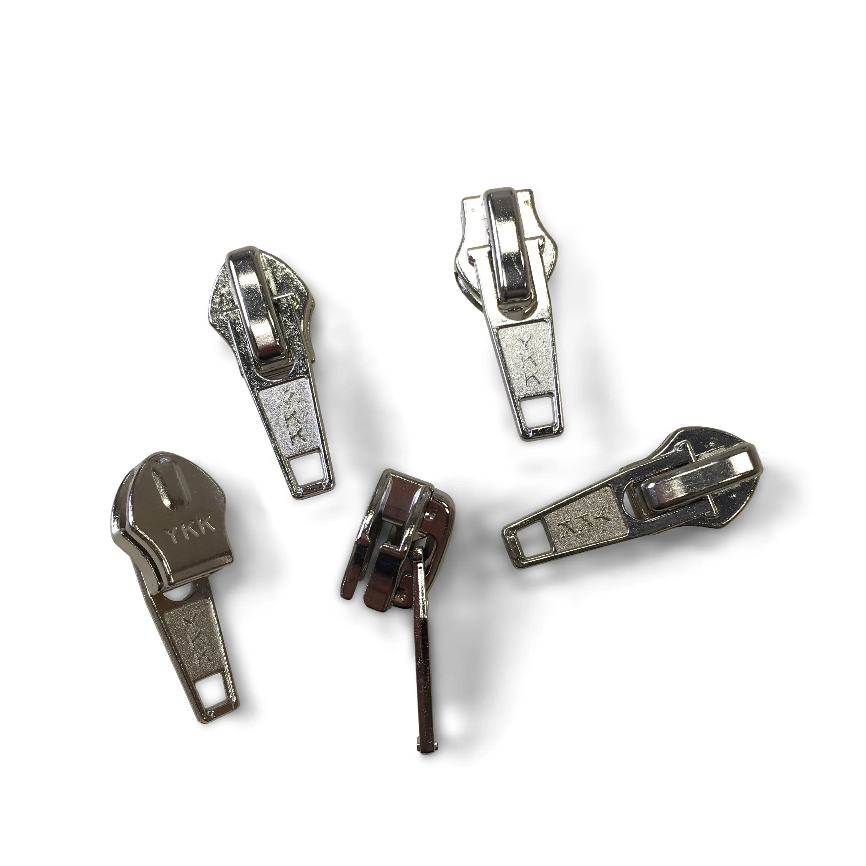 YKK #8C Nylon Coil Short Tab Slider Zipper Pull Nickel - 5 Pack