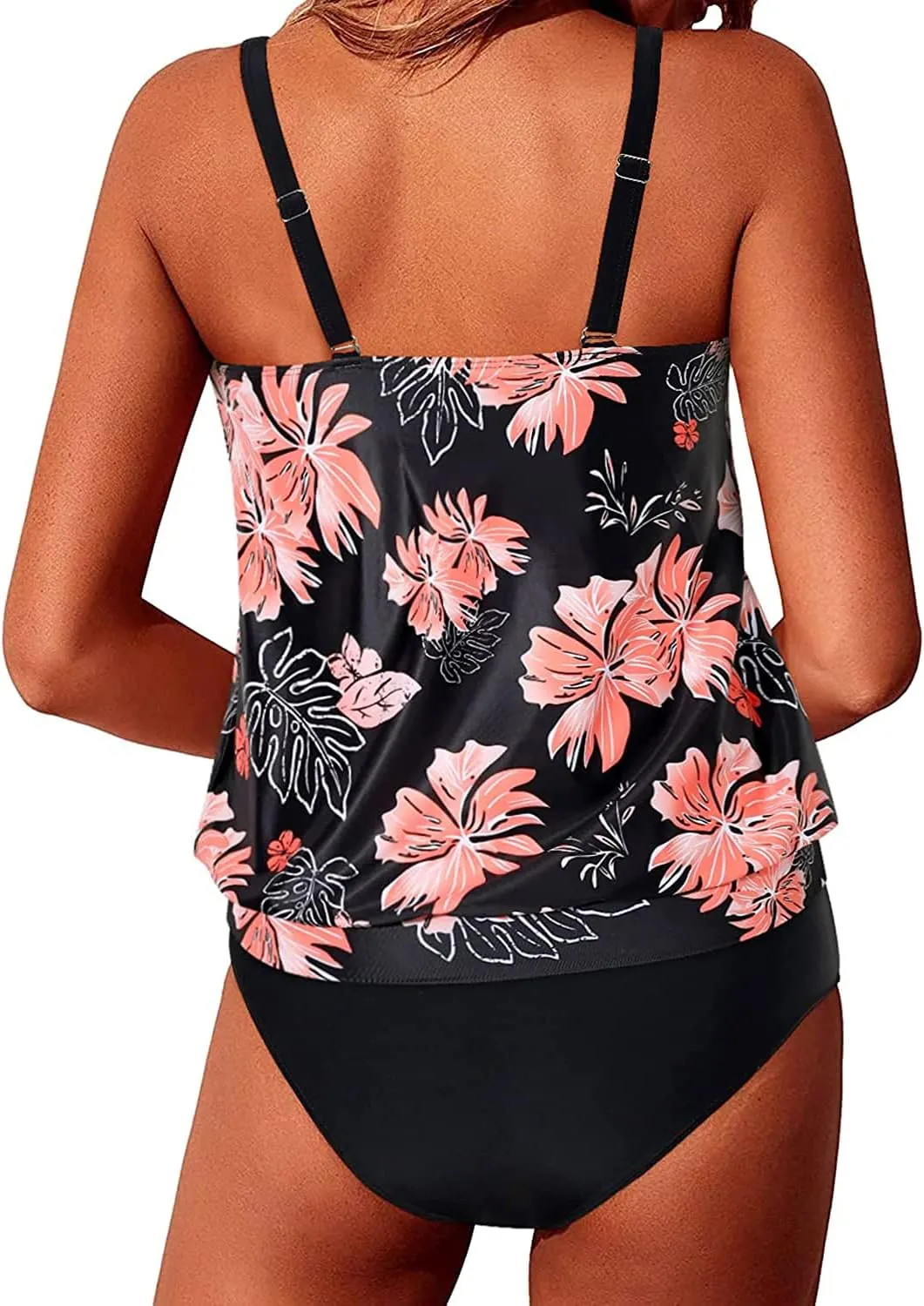Yonique Two Piece Blouson Tankini Swimsuits for Women Modest Bathing Suits Loose Fit Swimwear