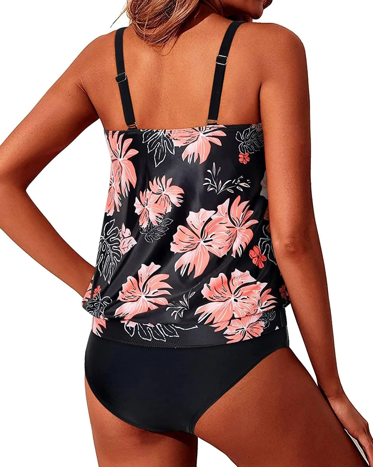 Yonique Two Piece Blouson Tankini Swimsuits for Women Modest Bathing Suits Loose Fit Swimwear